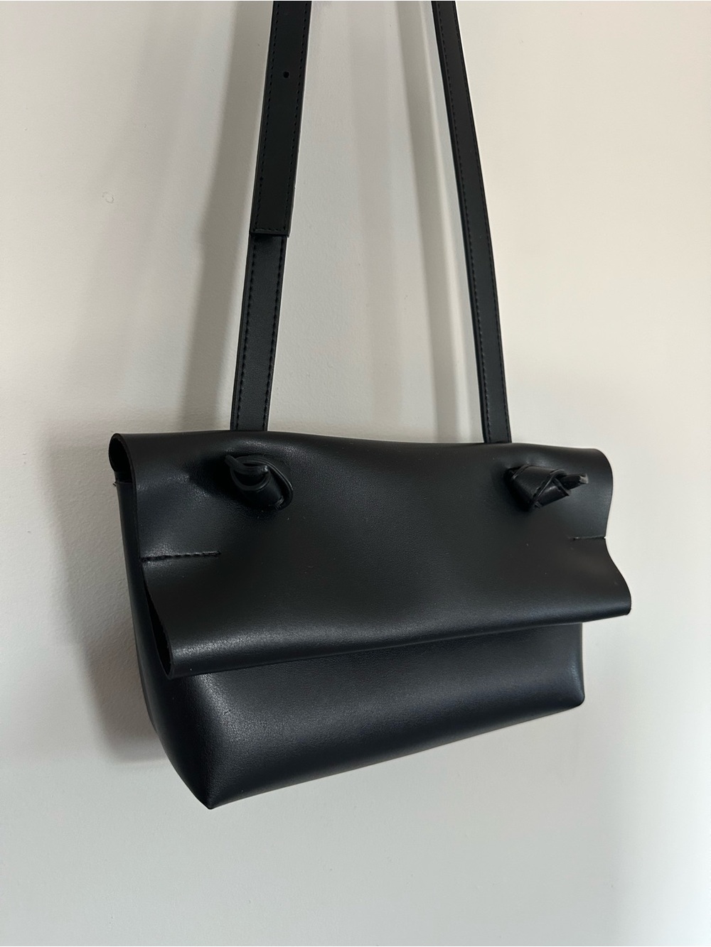 Vegan Leather Black Crossbody Everyday Bag